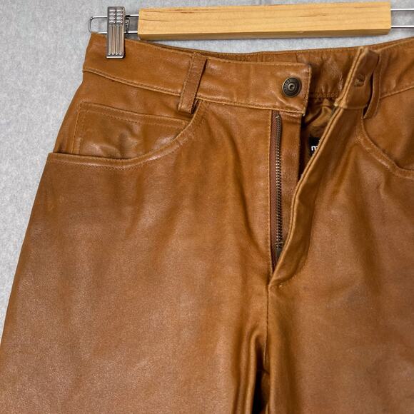 Vintage Maxima Wilsons Leather Brown Straight Mid Rise Pants Size 6 - Picture 6 of 12